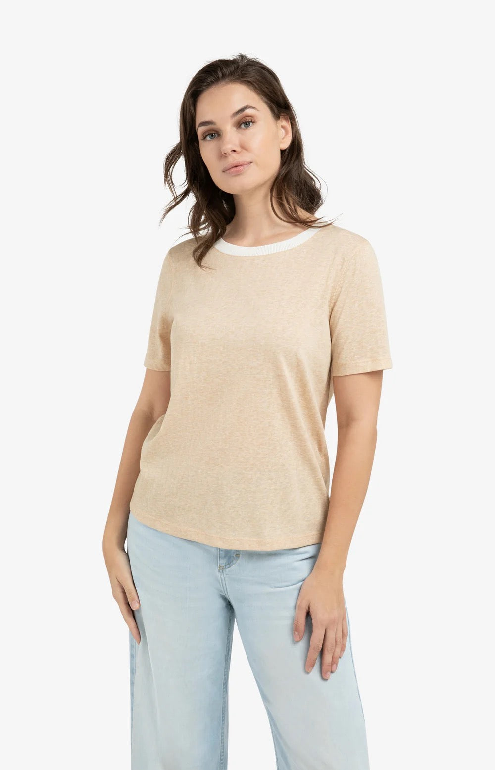 YAYA TEE TRIM DESERT BEIGE MELANGE