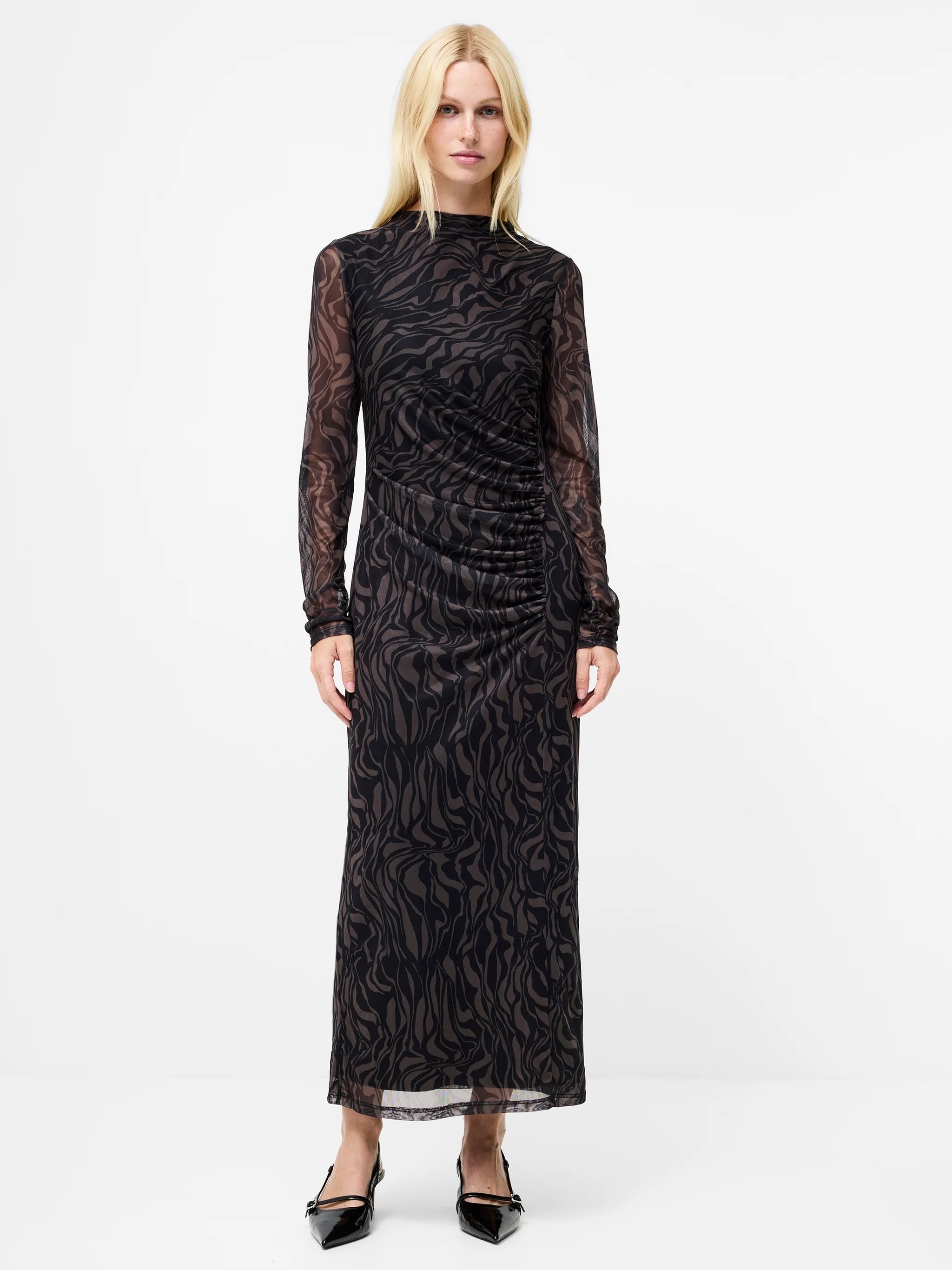 FRENCH CONNECTION ZARIA DRESS KHAKI/BLK