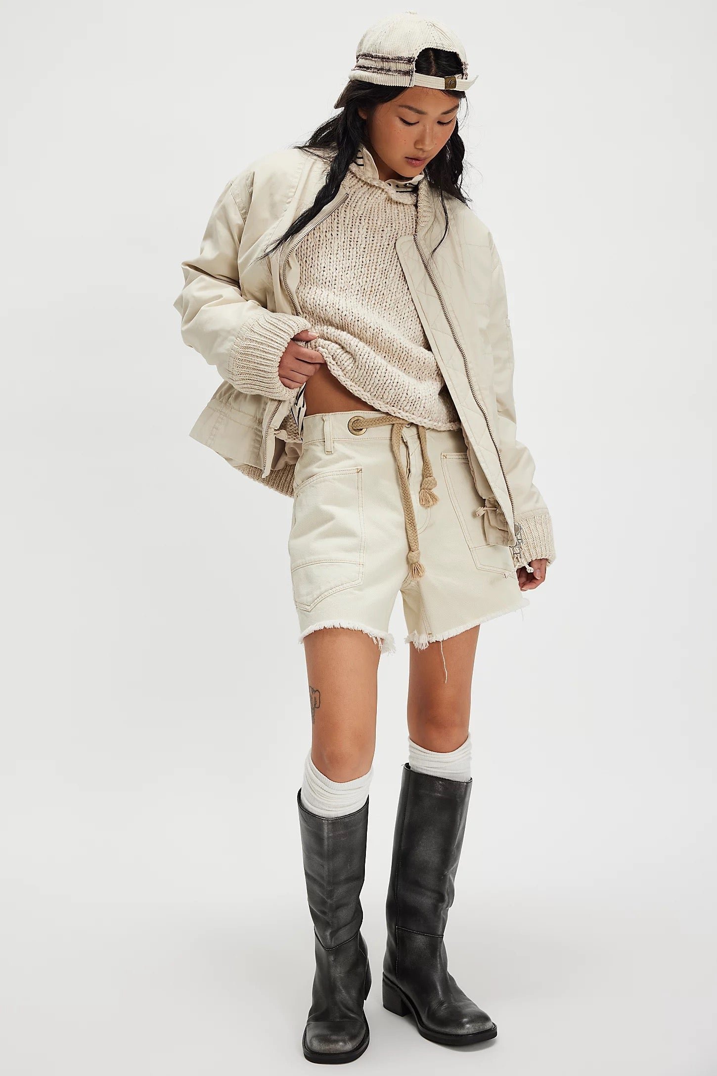 FREE PEOPLE  JAX BOMBRT WASHED ALMOND