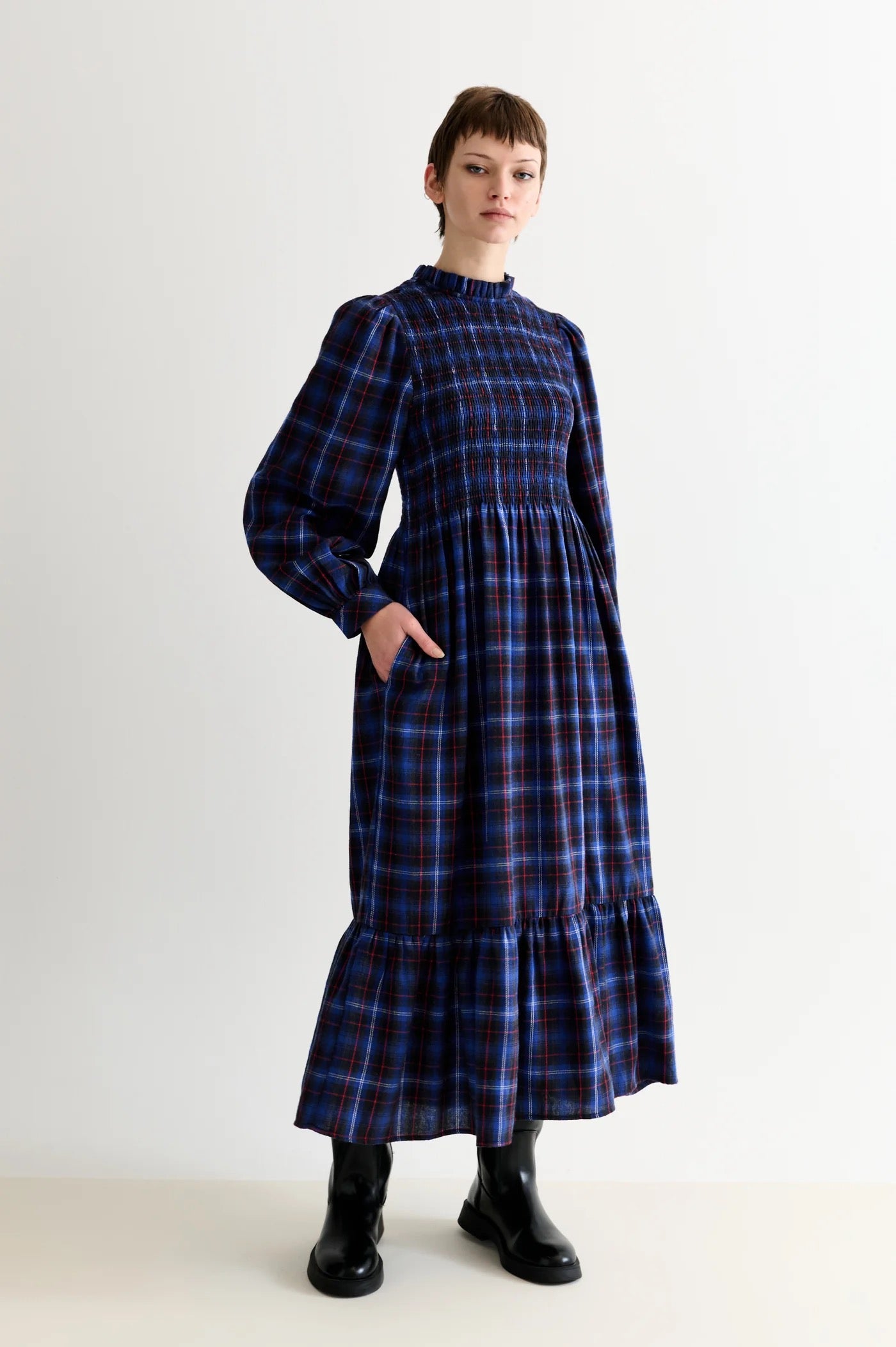 LOUCHE PEPPI WINTER CHECK Blue