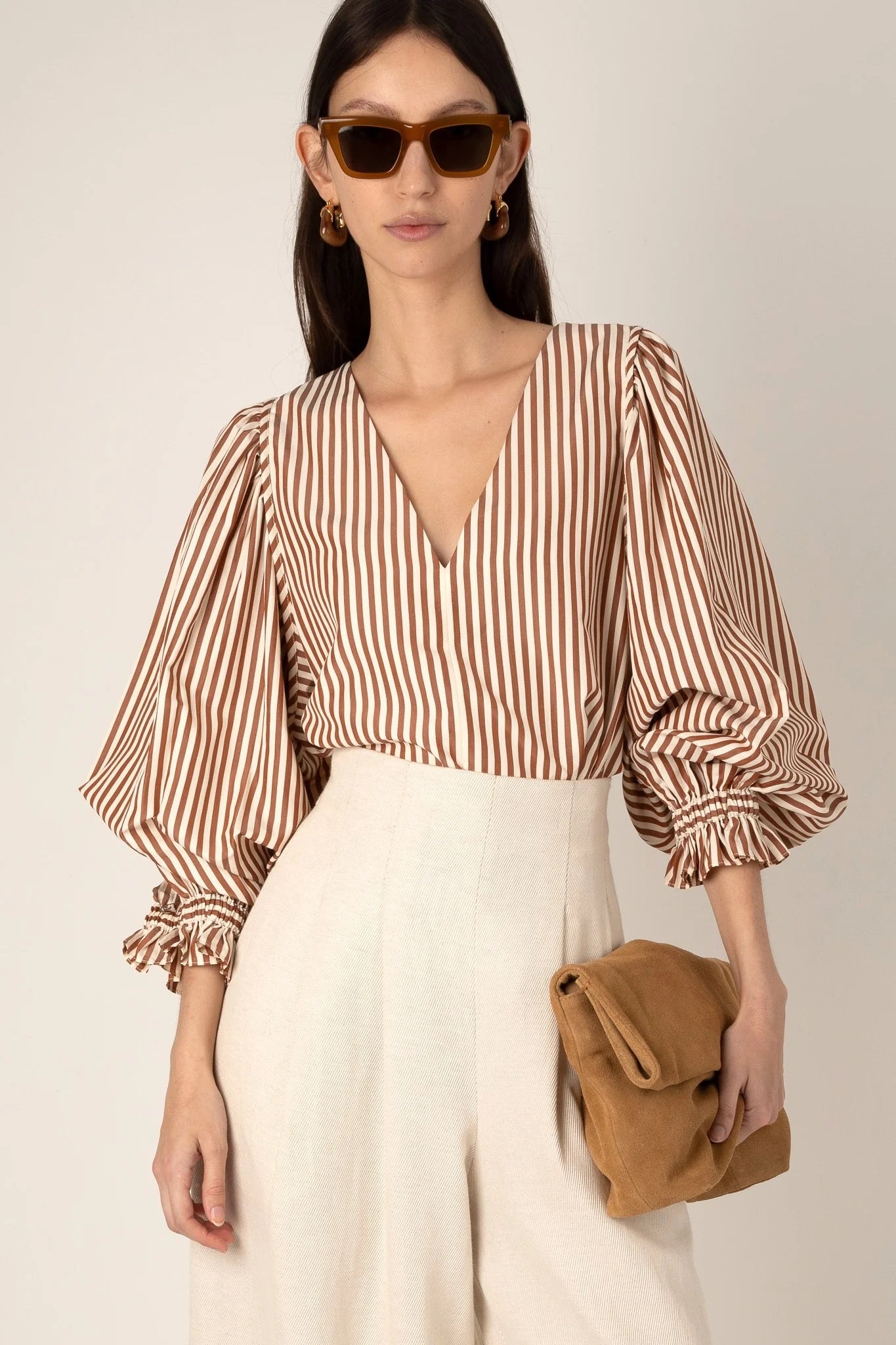 VIVERE REMI STRIPE BROWNCREAM