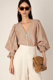 VIVERE REMI STRIPE BROWNCREAM