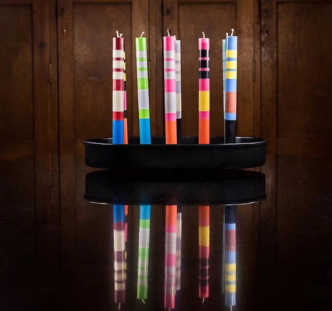 STRIPED CANDLES ABSTRACT MIXED