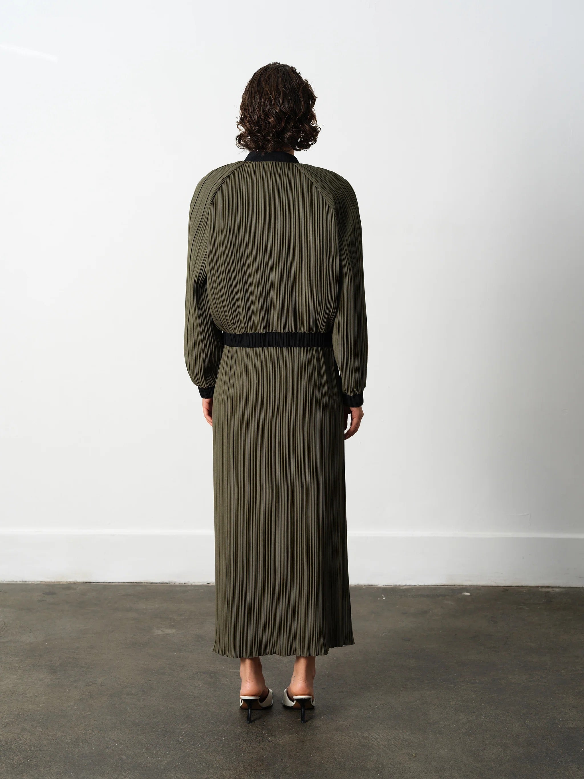 FRENCH CONNECTION NIRI PLISSE KHAKI/BLK JACKET