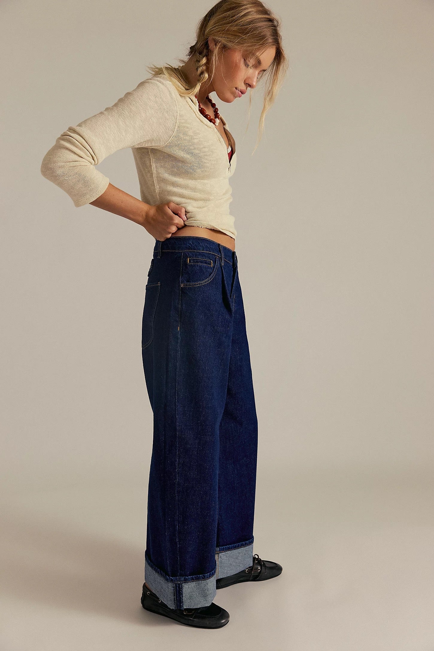 FREE PEOPLE ALIA WIDE DARK BLUE