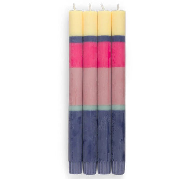 STRIPED CANDLES OPALINE/NEYRON/ROSE