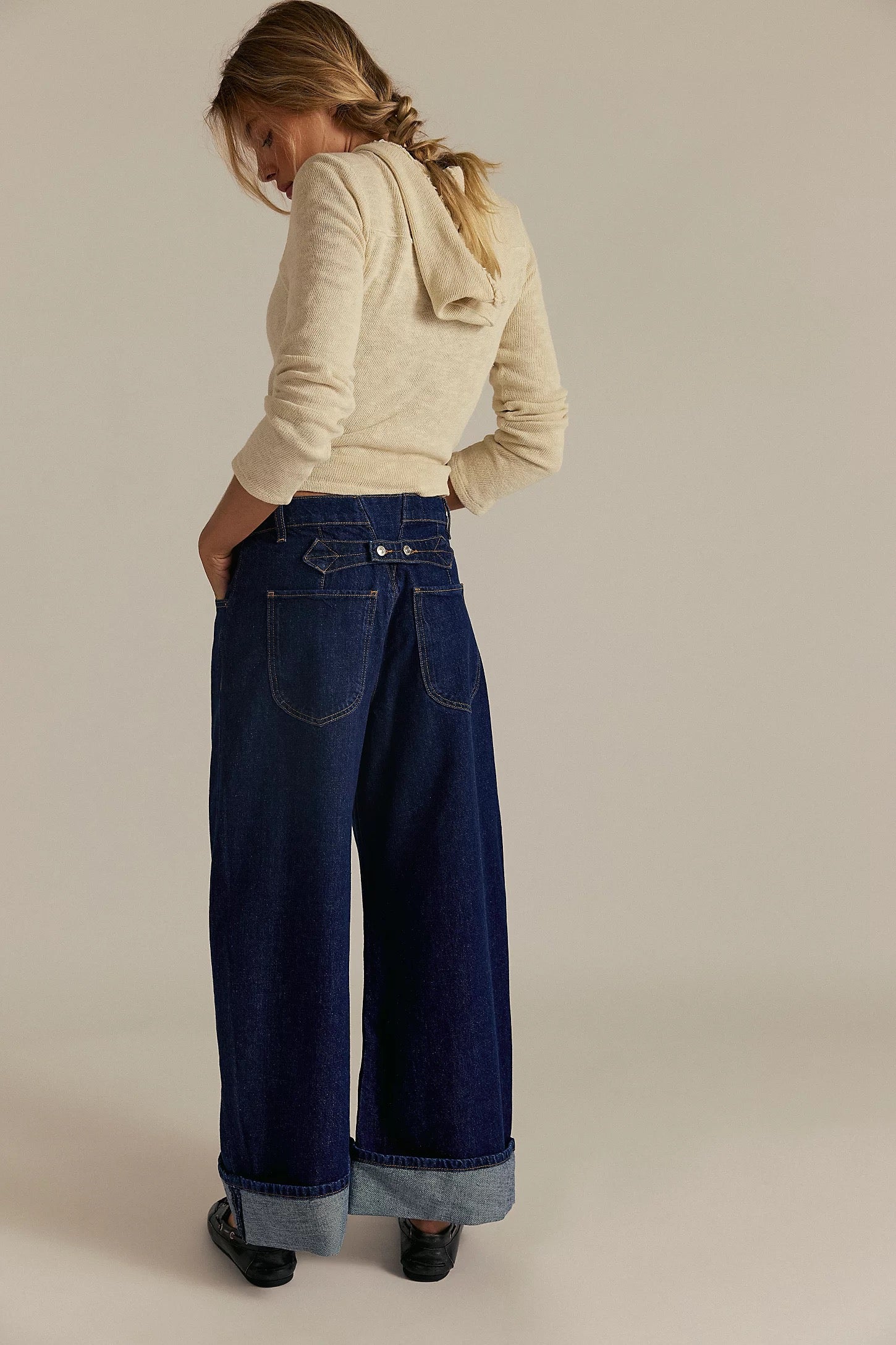 FREE PEOPLE ALIA WIDE DARK BLUE