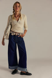 FREE PEOPLE ALIA WIDE DARK BLUE