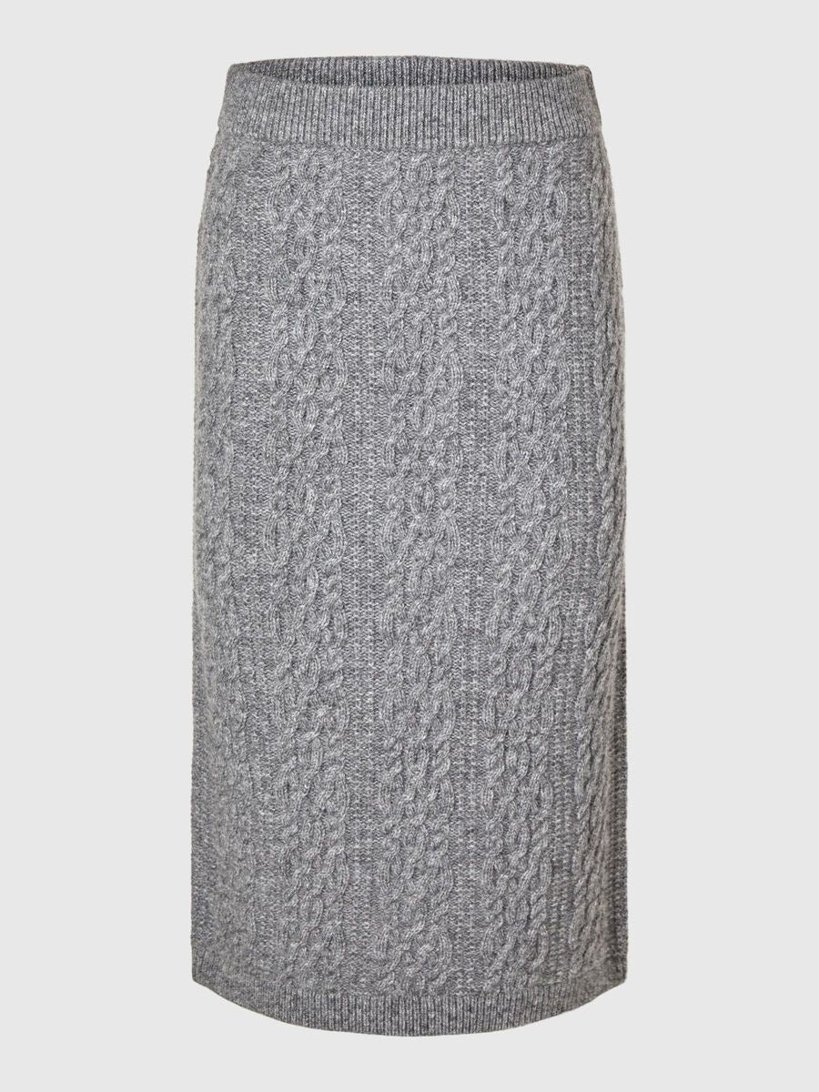 SELECTED FEMME CABLE KNIT GREY MEL