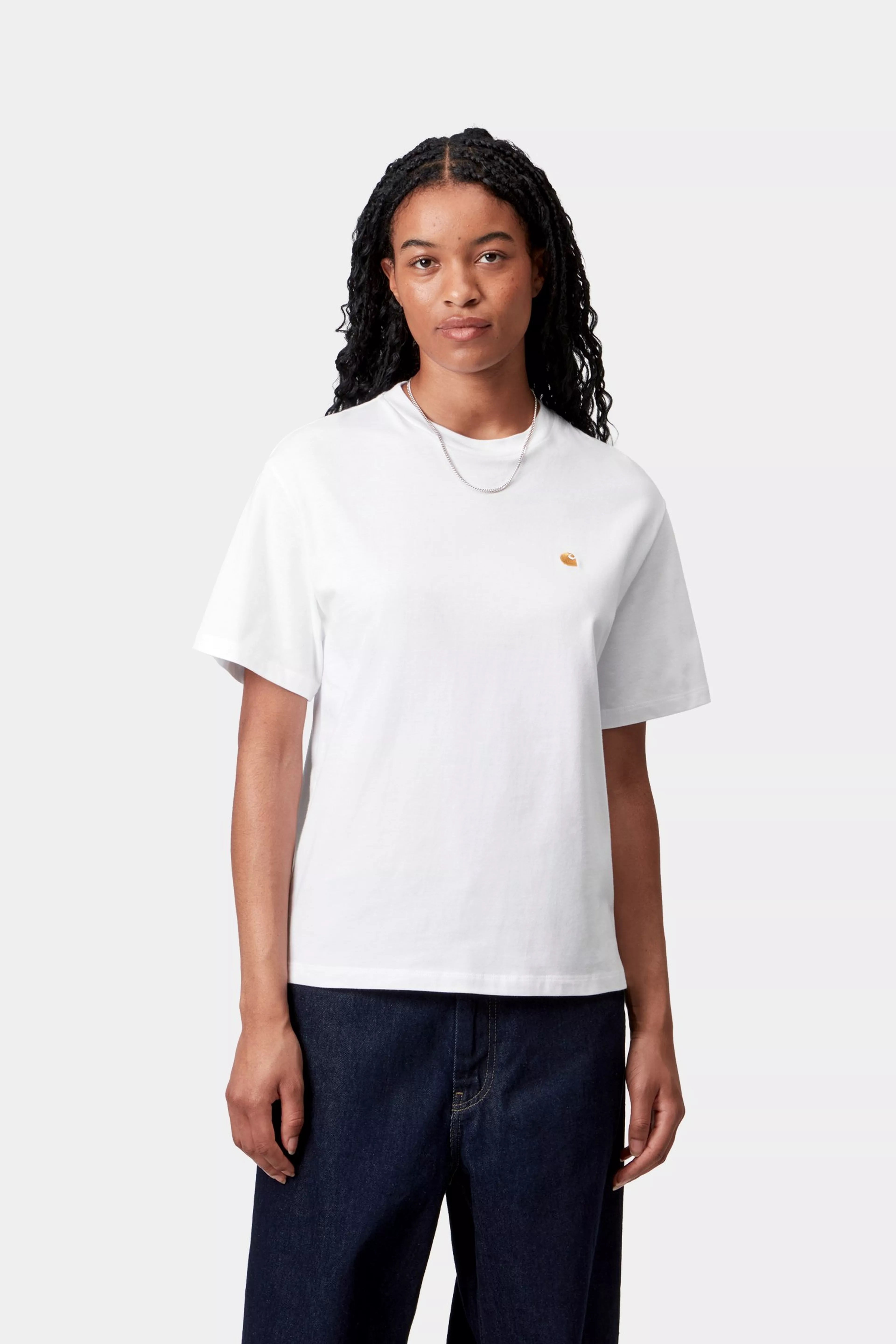 CARHARTT WIP  W CHASE TEE WHITE/GOLD