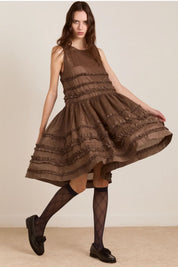 DAMSON MADDER  REED RUFFLE MINI SHEER CHOCOLATE