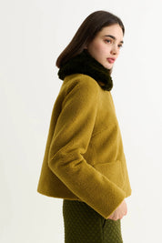 LOUCHE APPLE BORG FUR COLLAR MUSTARD