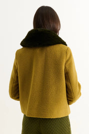 LOUCHE APPLE BORG FUR COLLAR MUSTARD