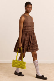 DAMSON MADDER  REED RUFFLE MINI SHEER CHOCOLATE