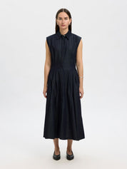 SELECTED RILLO MIDI DARK BLUE DENIM DRESS