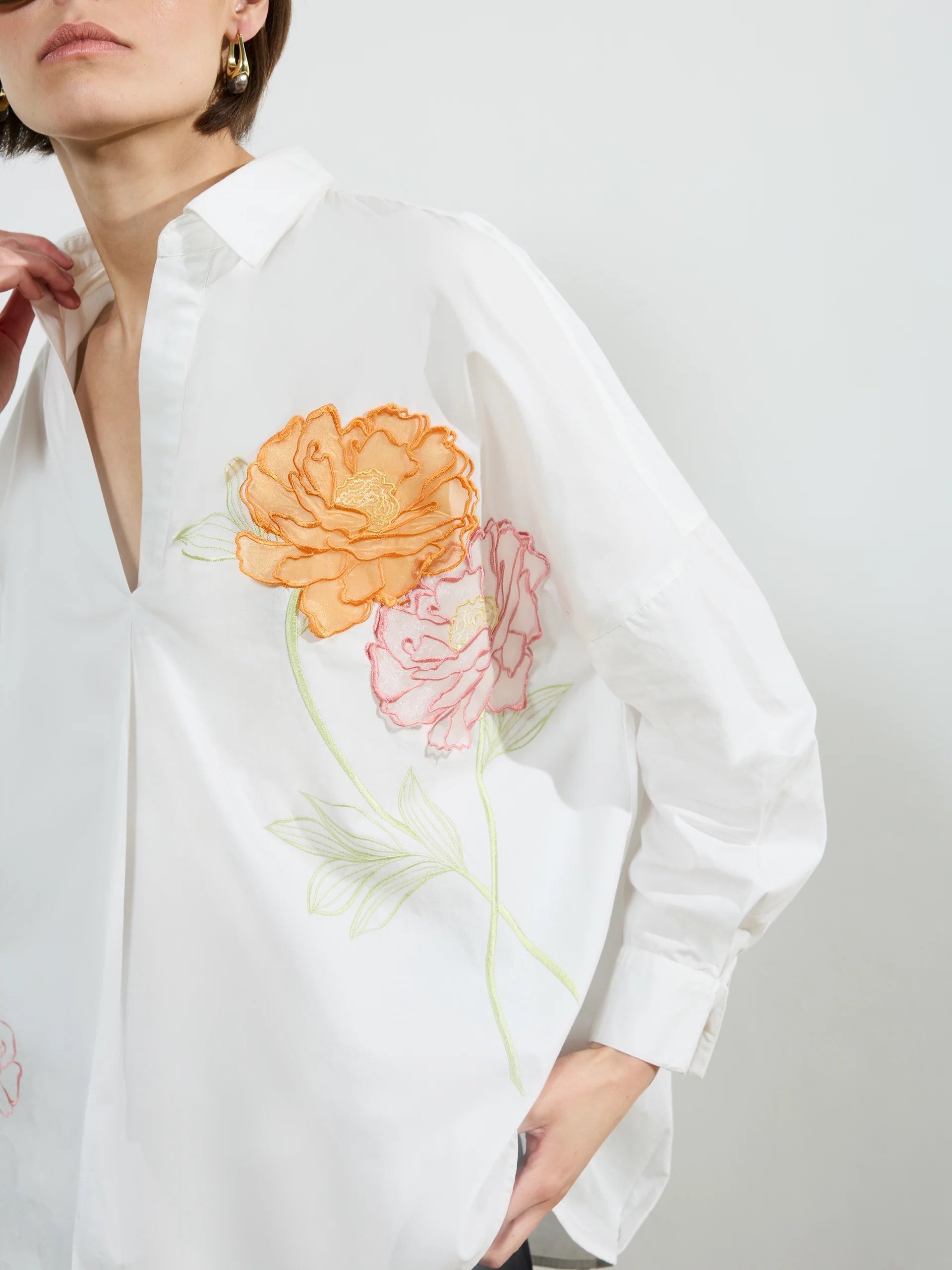 FRENCH CONNECTION  CAMBRIA POPOVER White SHIRT