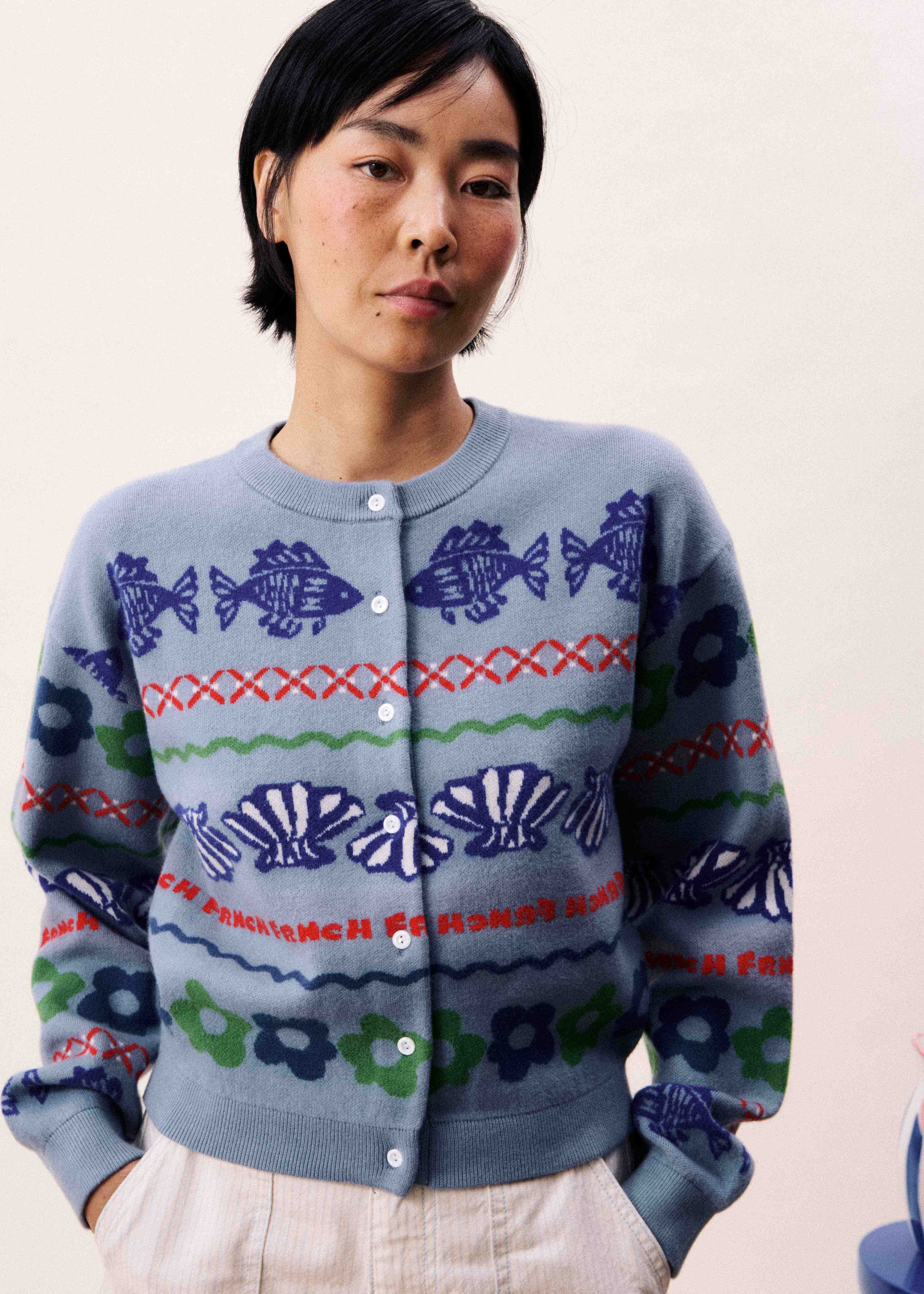 FRNCH  FEDERICA BLEU CLAIR CARDIGAN