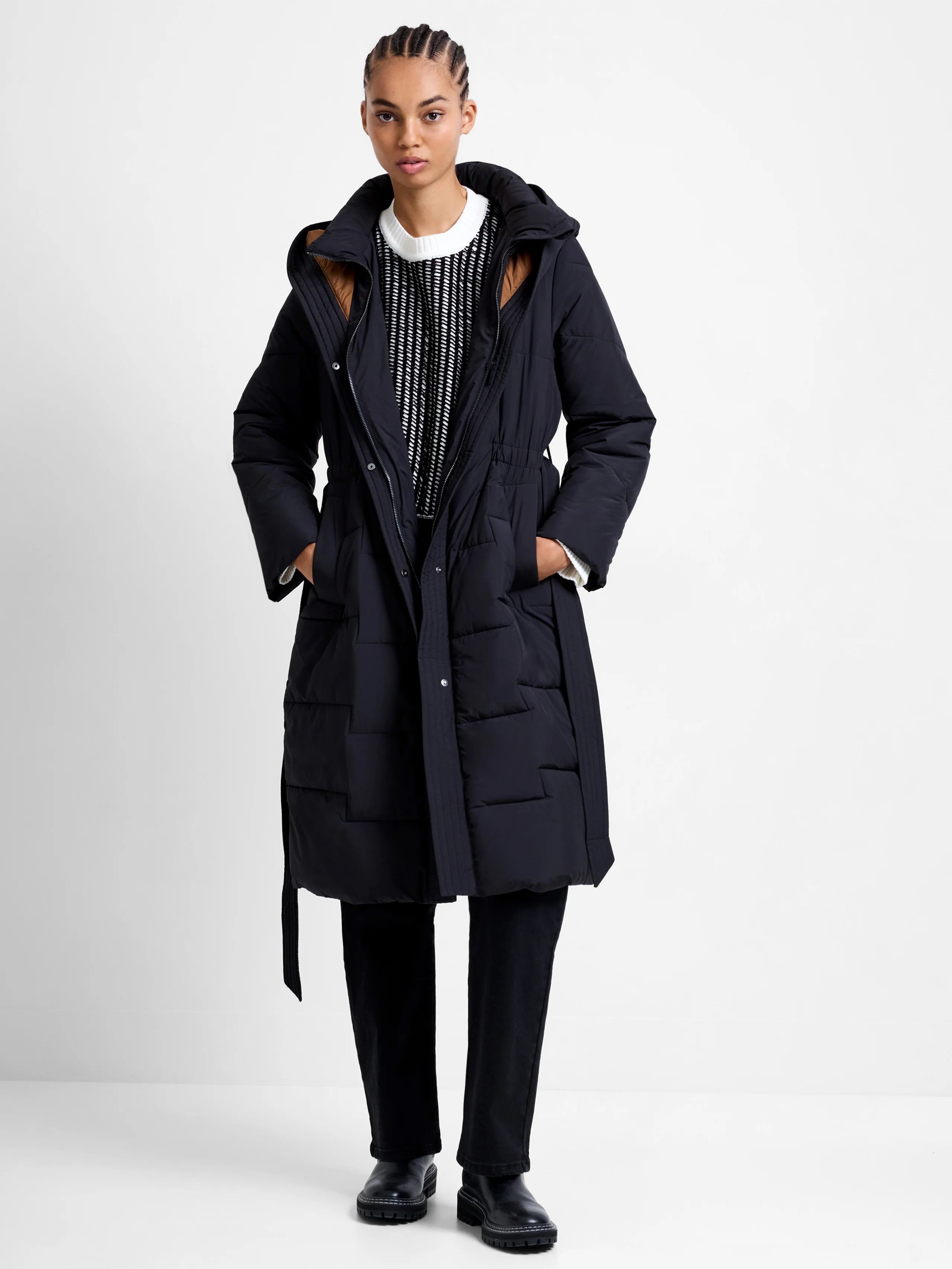 FRENCH CONNECTION  MINNIE BELTED BLACK/PECAN