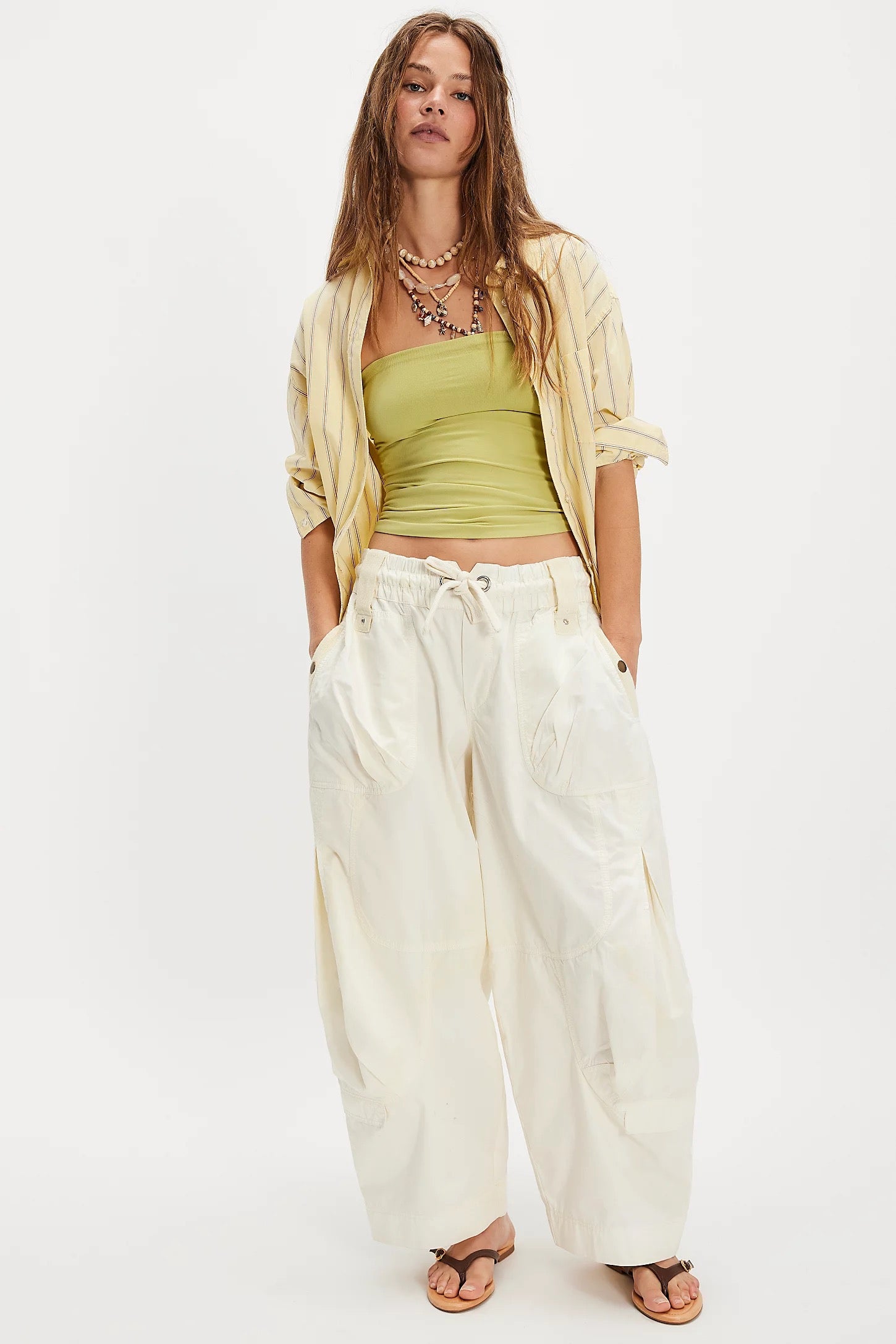 FREE PEOPLE ONSET PARACHUTE PANT White