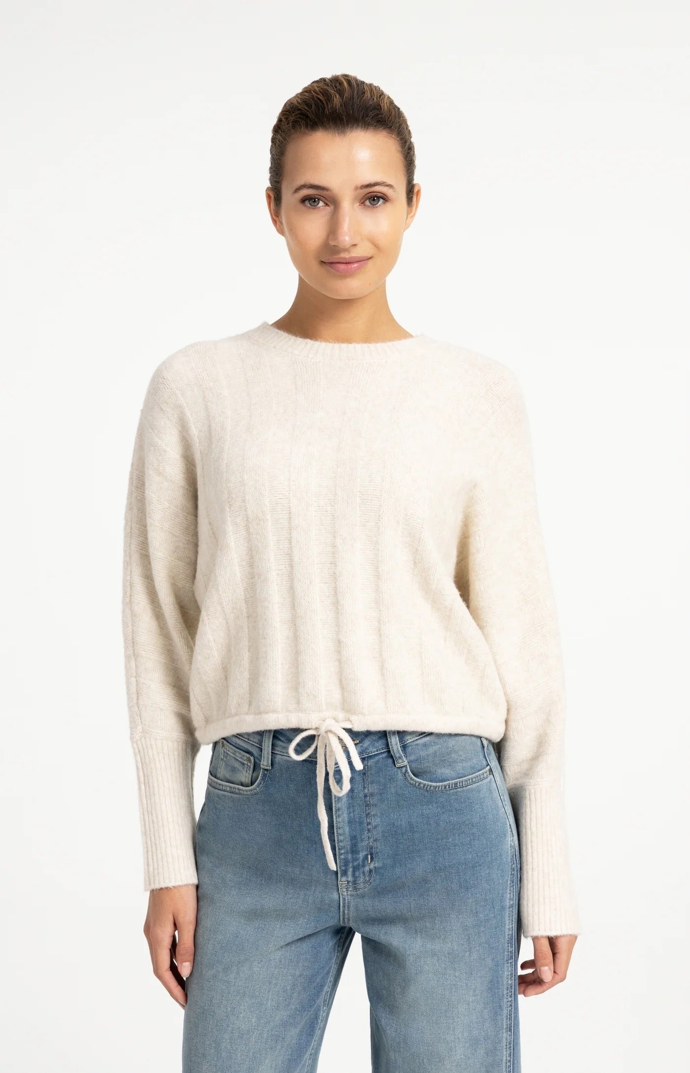 YAYA RIB BATWING OFF WHITE MELANGE
