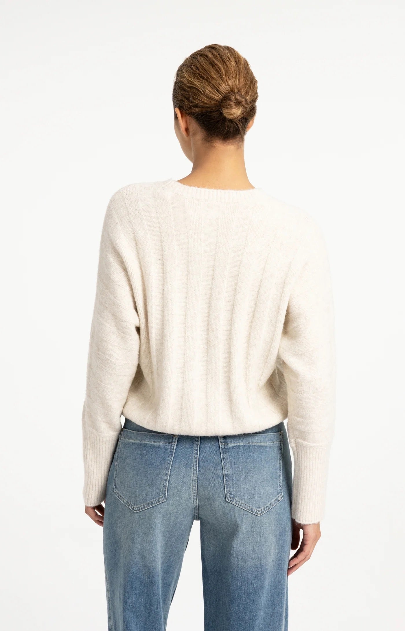 YAYA RIB BATWING OFF WHITE MELANGE