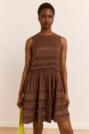 DAMSON MADDER  REED RUFFLE MINI SHEER CHOCOLATE