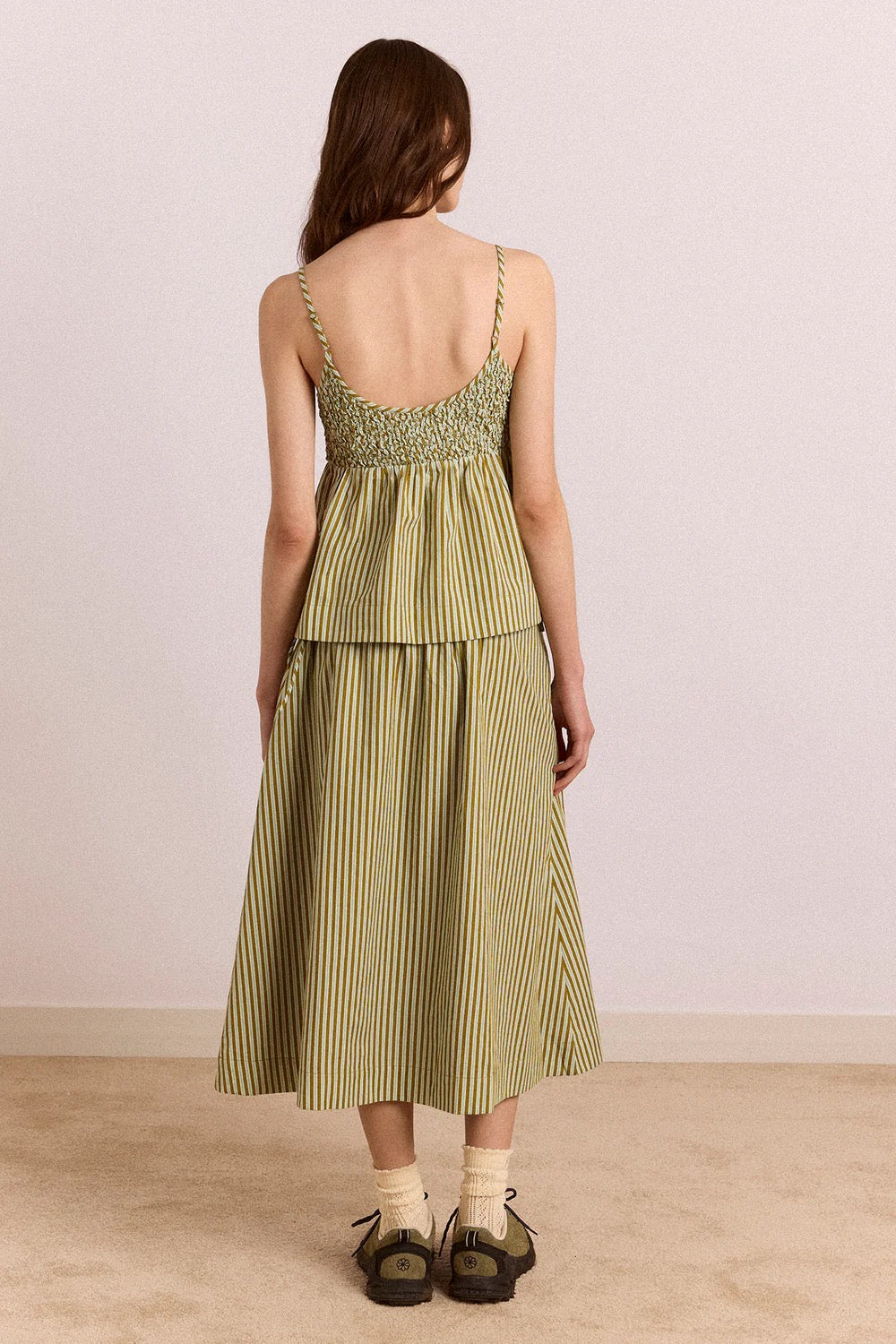 DAMSON MADDER CASPIA MIDI SKIRT BASIL