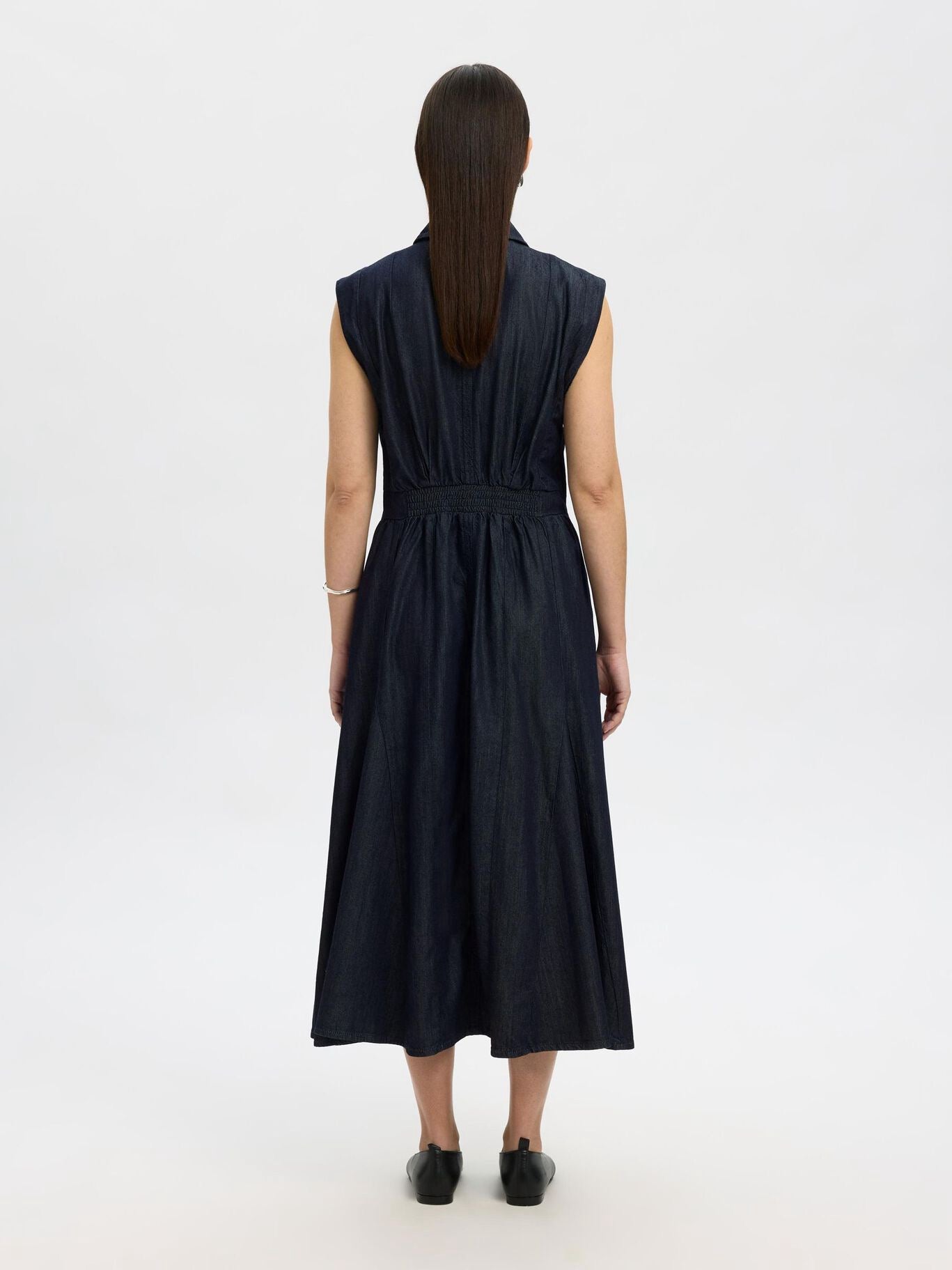 SELECTED RILLO MIDI DARK BLUE DENIM DRESS