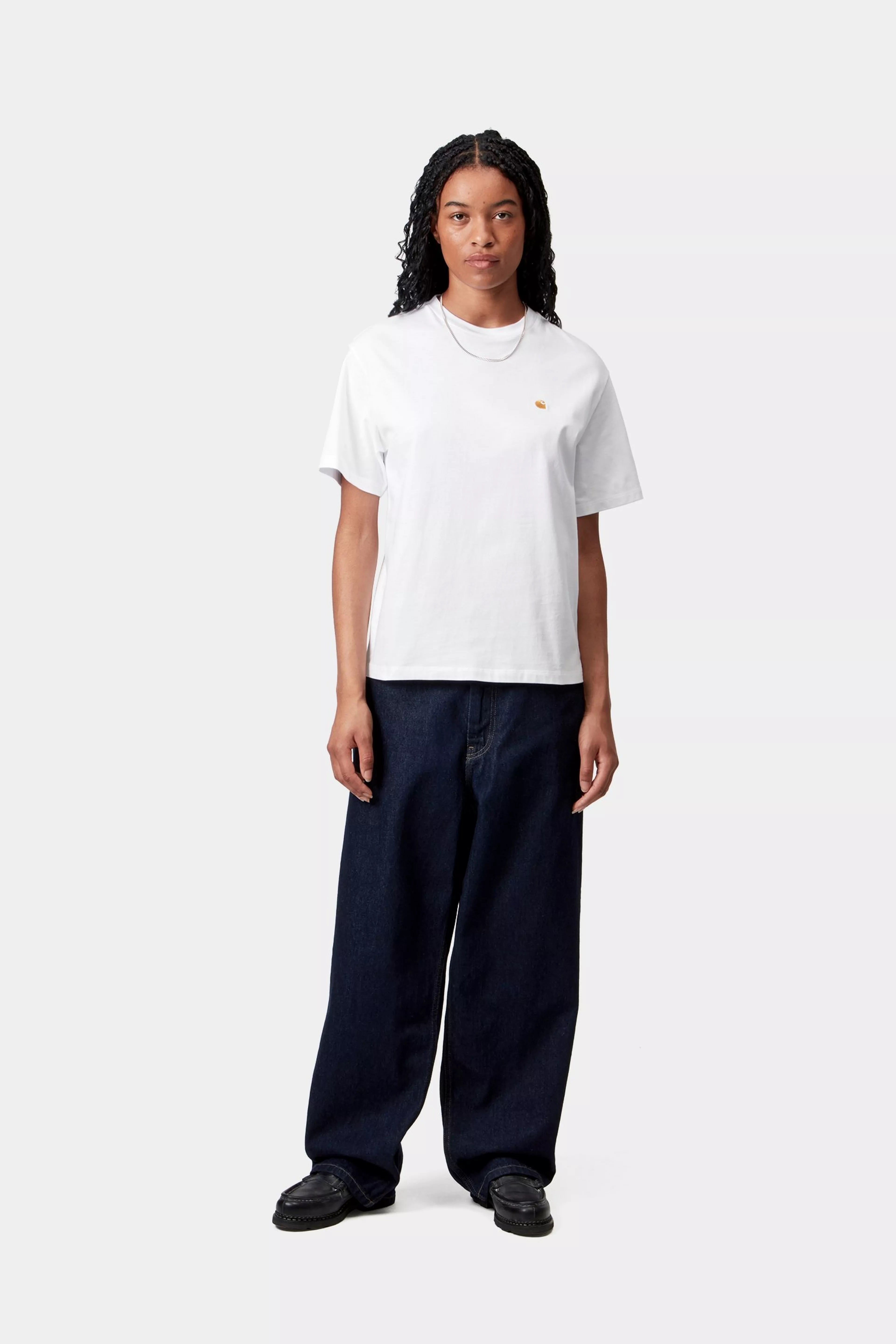 CARHARTT WIP  W CHASE TEE WHITE/GOLD