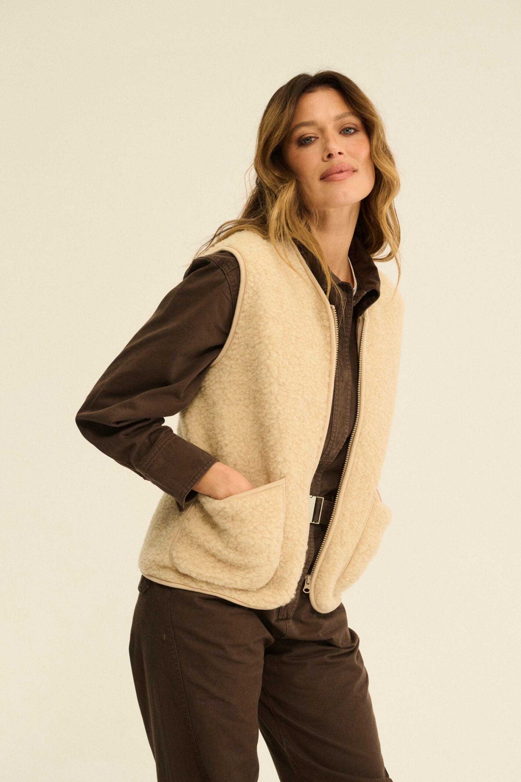 COLDBREAKER PEPITKO VEST LIGHT BEIGE