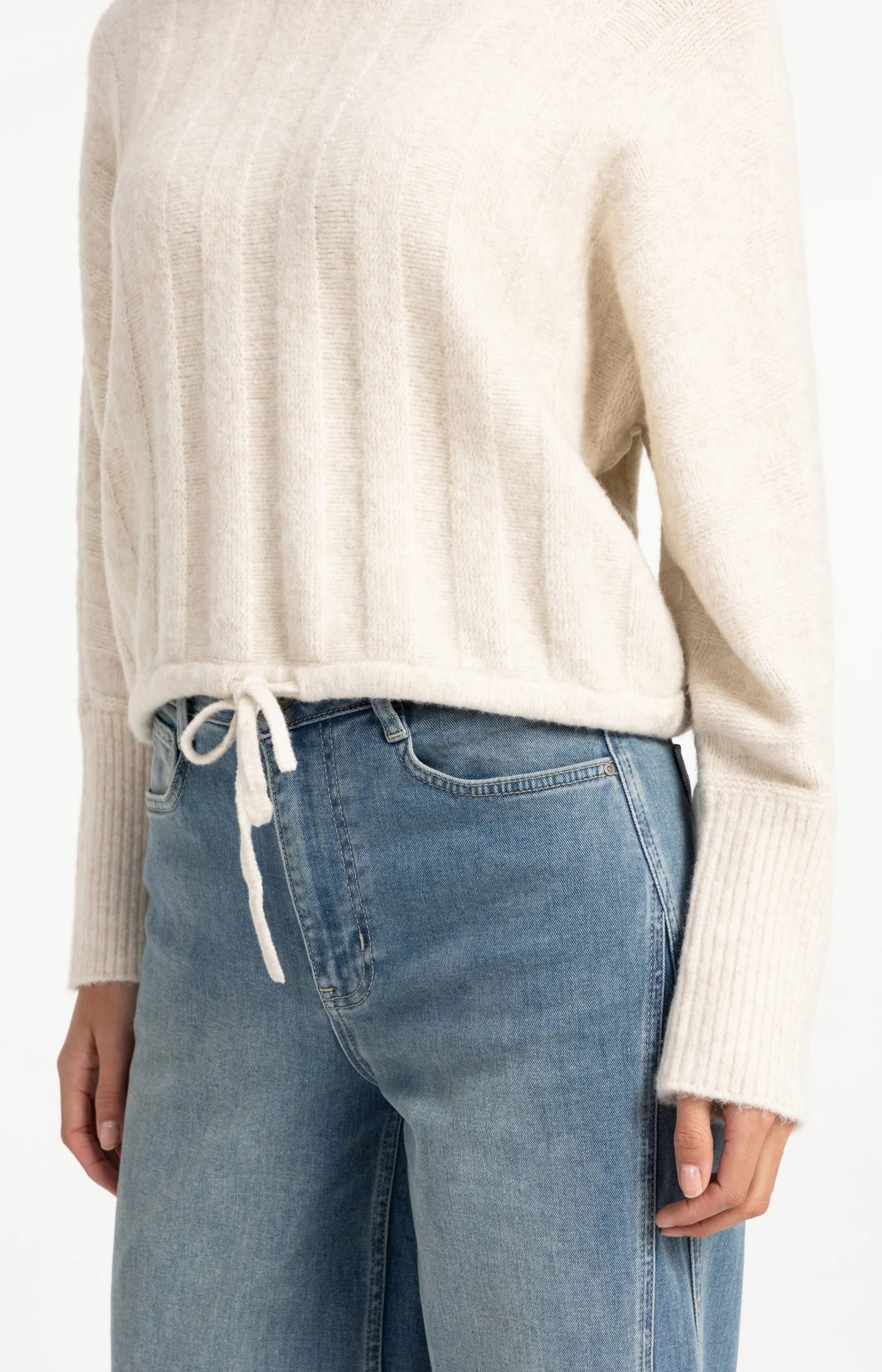 YAYA RIB BATWING OFF WHITE MELANGE