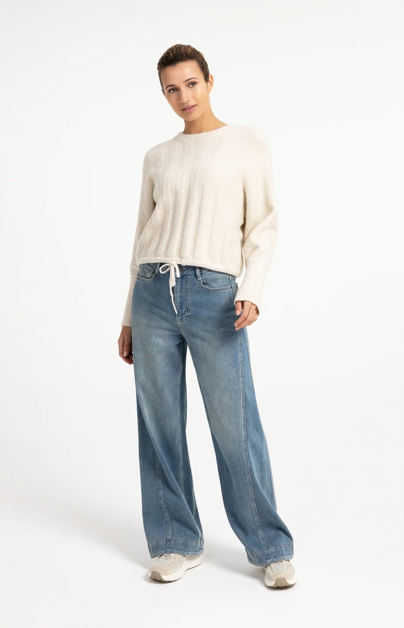 YAYA RIB BATWING OFF WHITE MELANGE