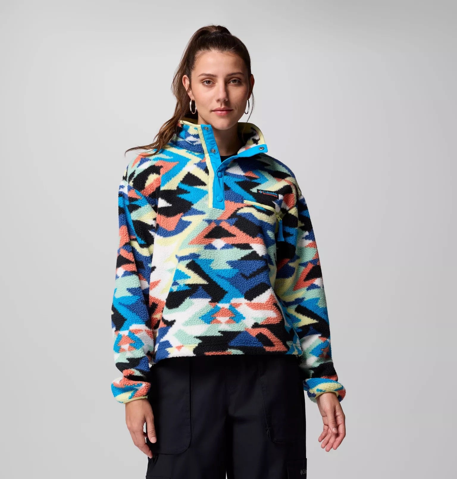 COLUMBIA  HELVETIA II PRNT COMPASS BLUE FLEECE