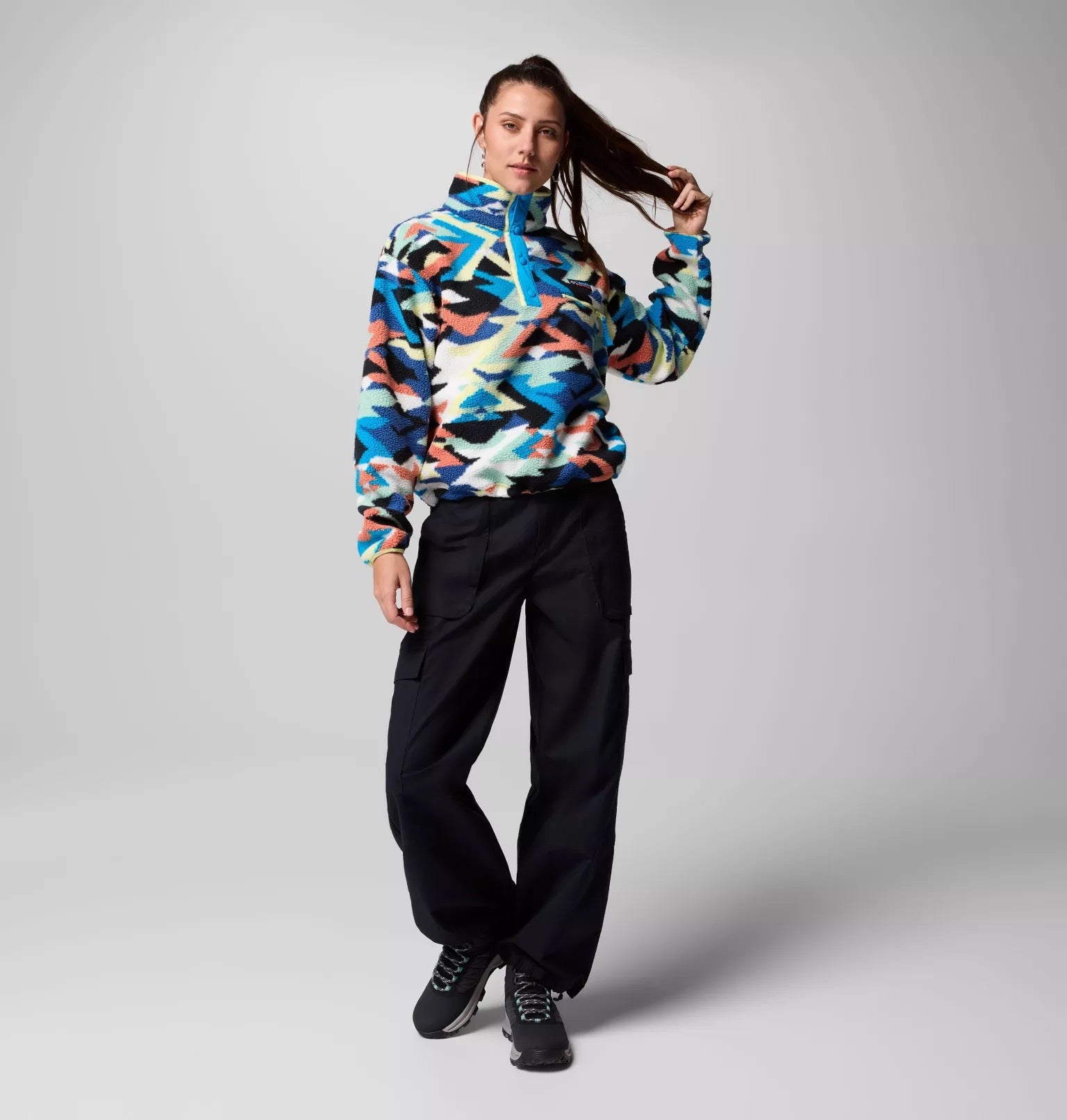 COLUMBIA  HELVETIA II PRNT COMPASS BLUE FLEECE