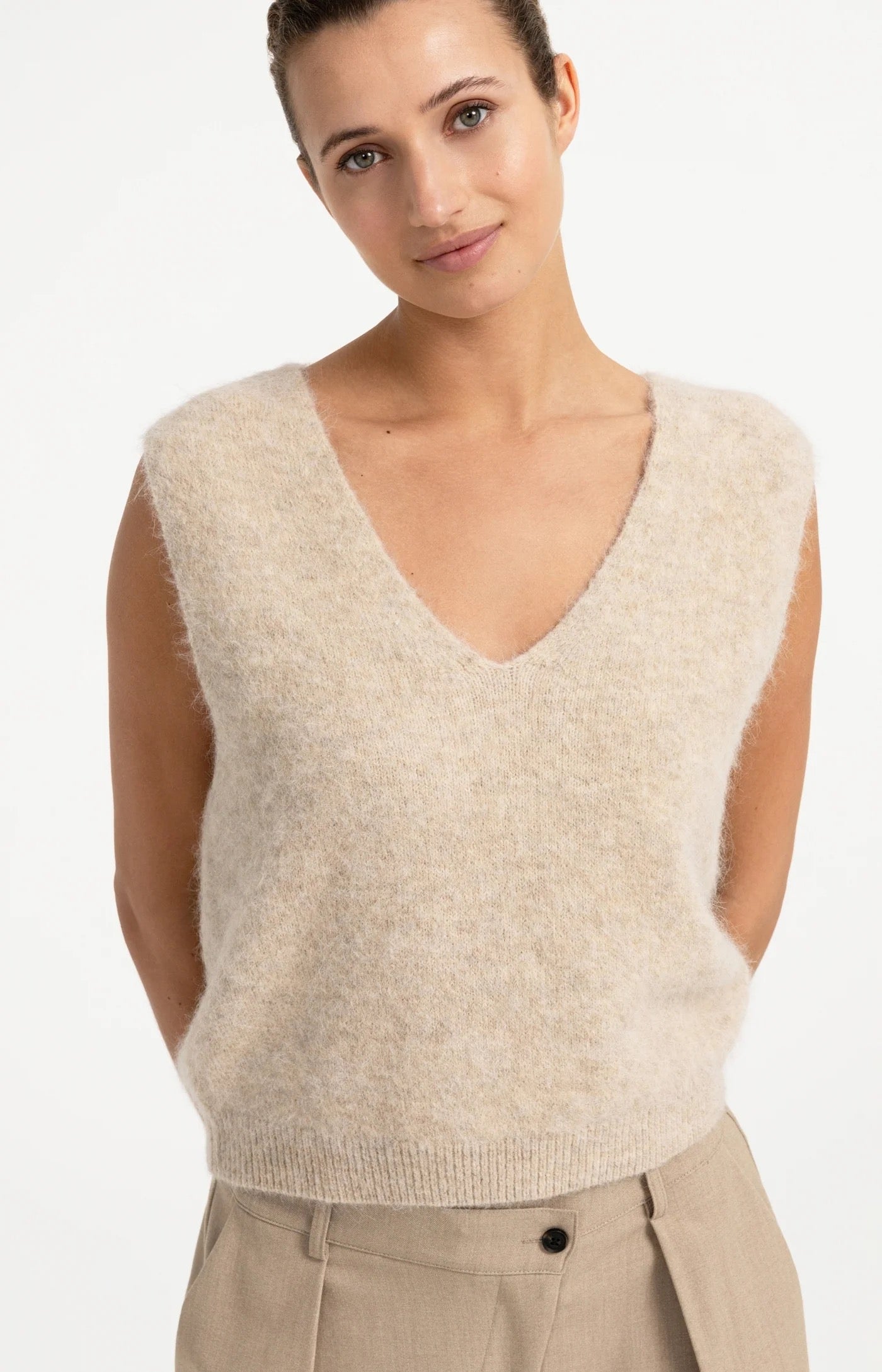 SPENCER DEEP V LIGHT BEIGE VEST