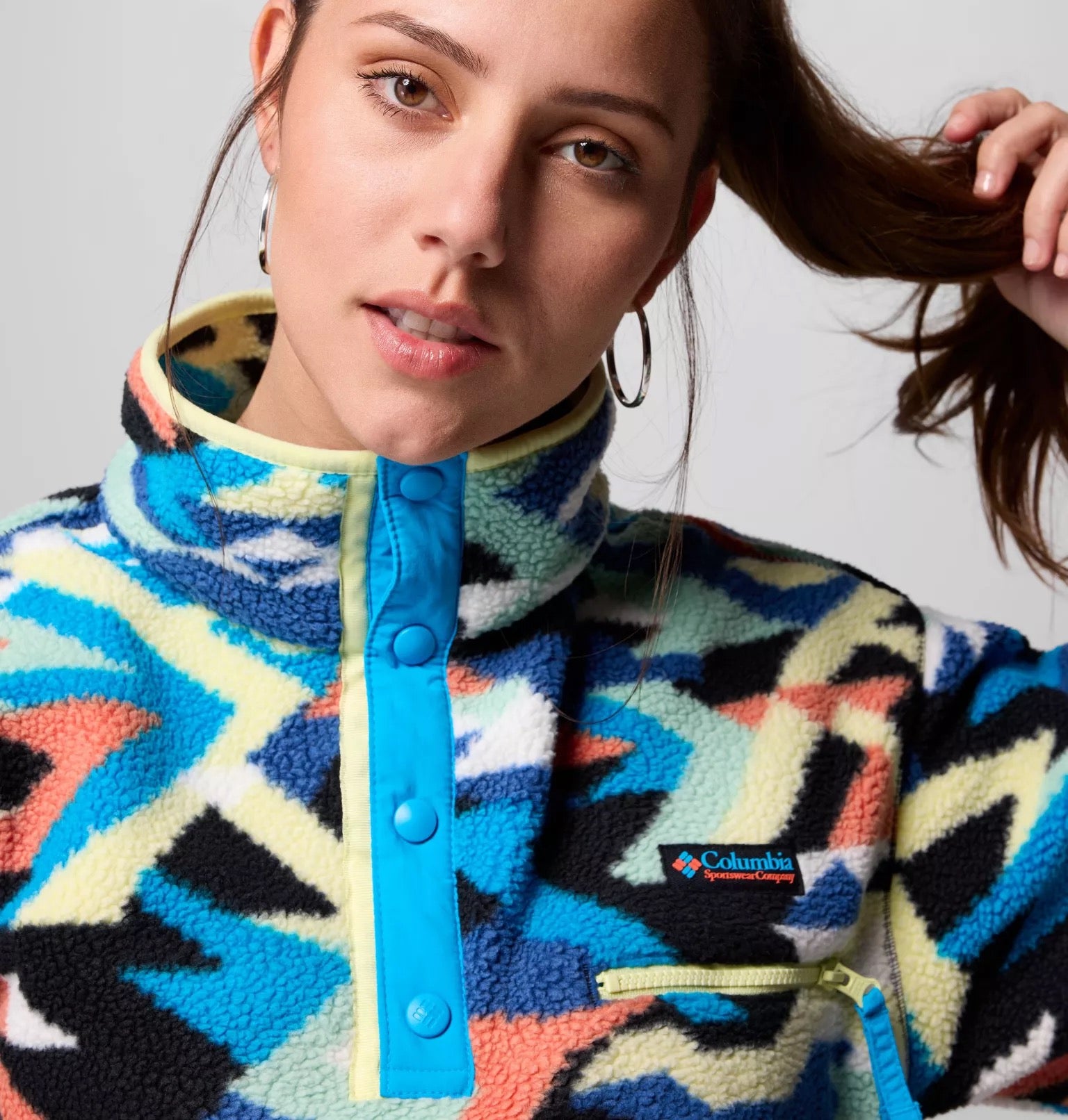 COLUMBIA  HELVETIA II PRNT COMPASS BLUE FLEECE