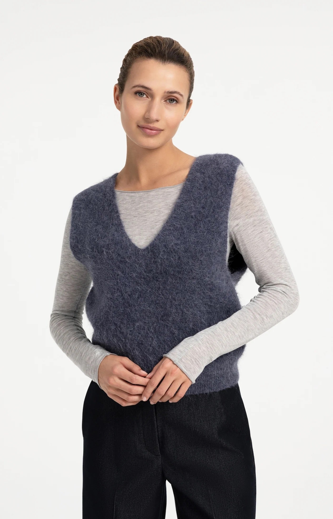 YAYA  SPENCER DEEP VNECK ODYSSEY GREY MELANGE