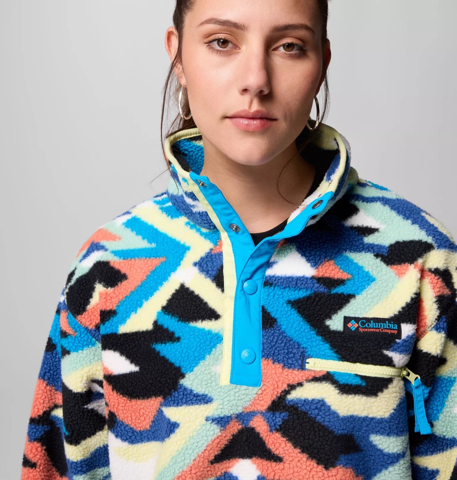 COLUMBIA  HELVETIA II PRNT COMPASS BLUE FLEECE
