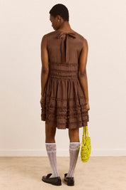 DAMSON MADDER  REED RUFFLE MINI SHEER CHOCOLATE