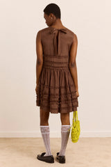 DAMSON MADDER  REED RUFFLE MINI SHEER CHOCOLATE