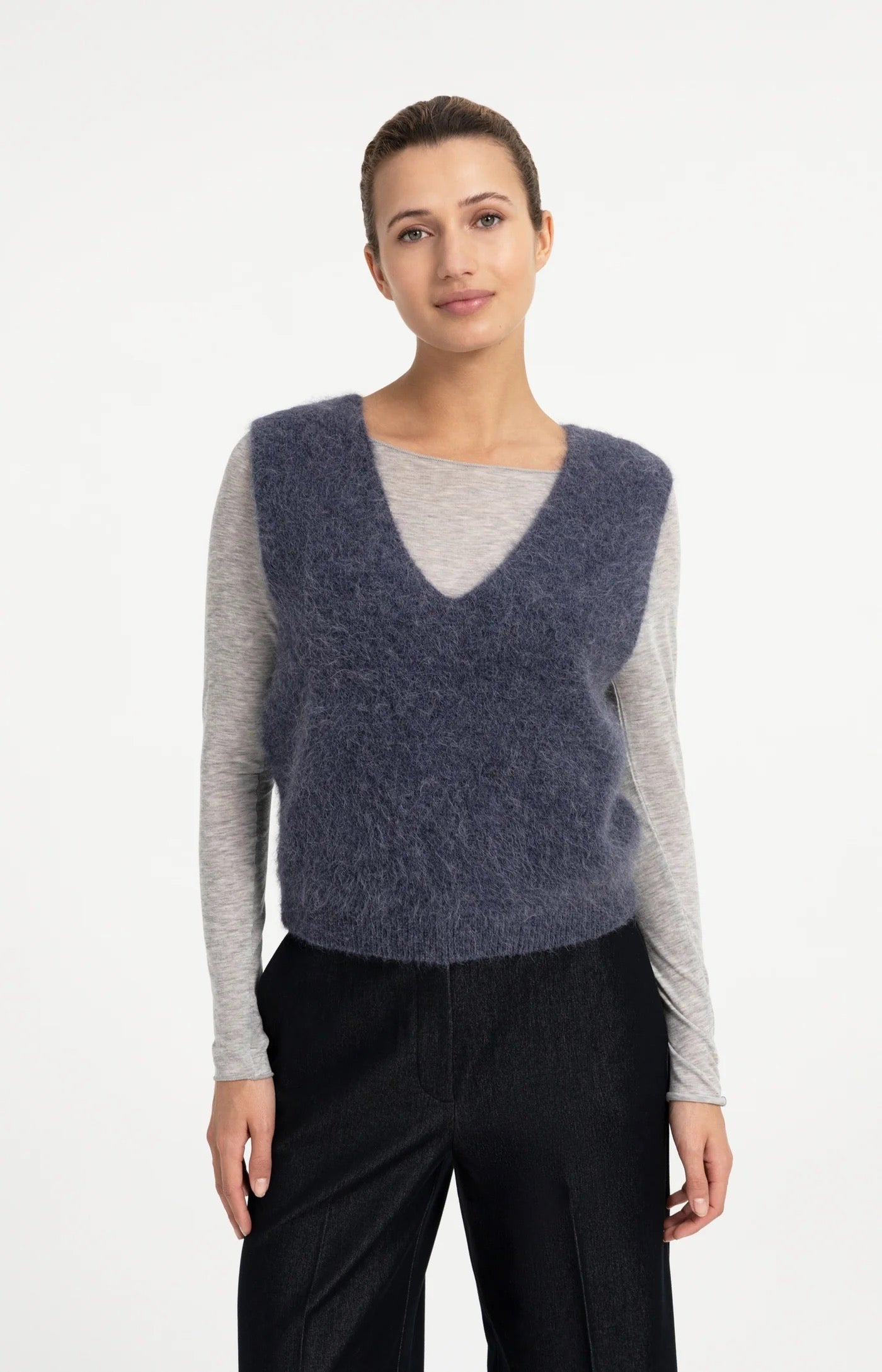 YAYA  SPENCER DEEP VNECK ODYSSEY GREY MELANGE