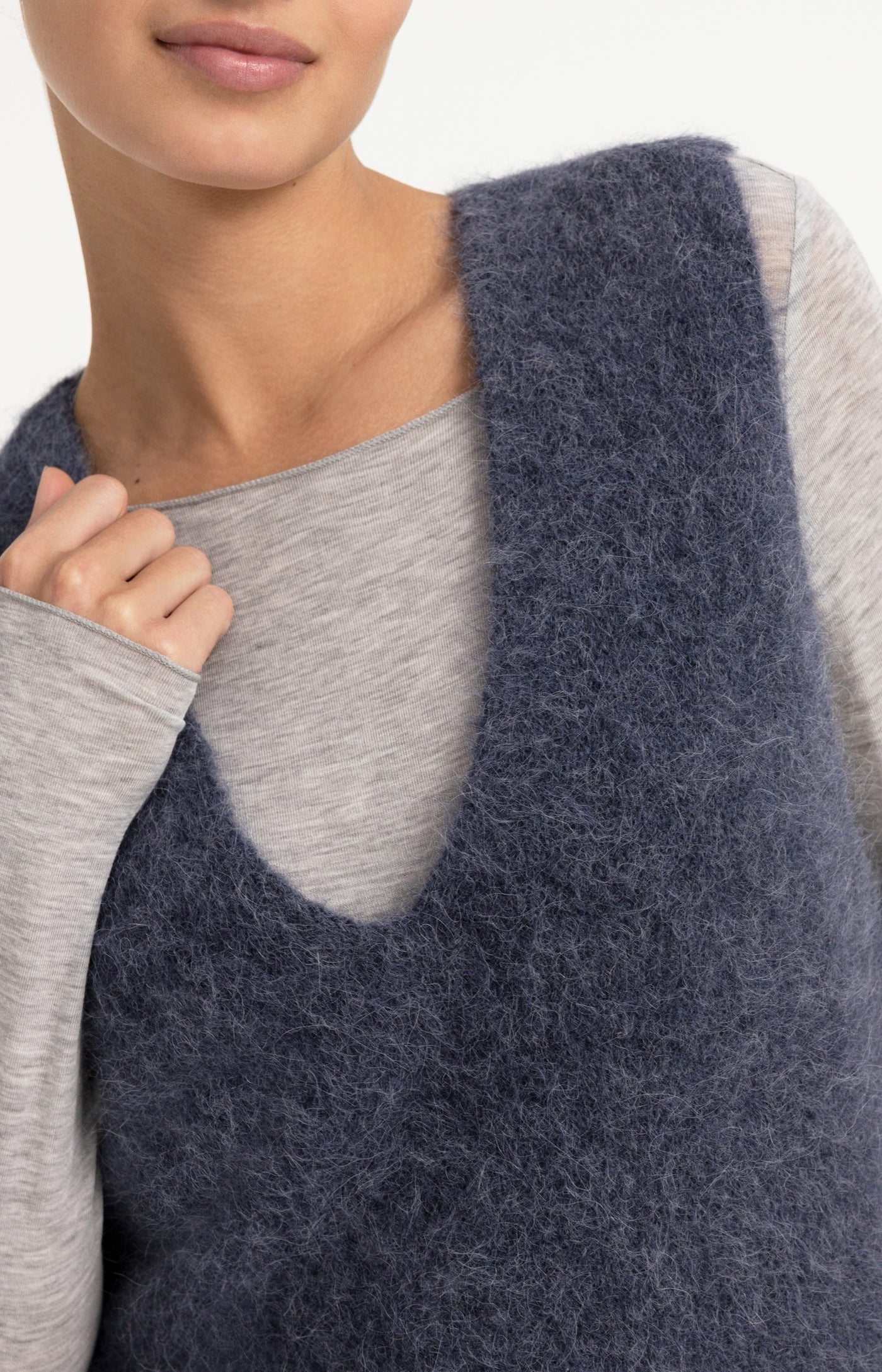 YAYA  SPENCER DEEP VNECK ODYSSEY GREY MELANGE