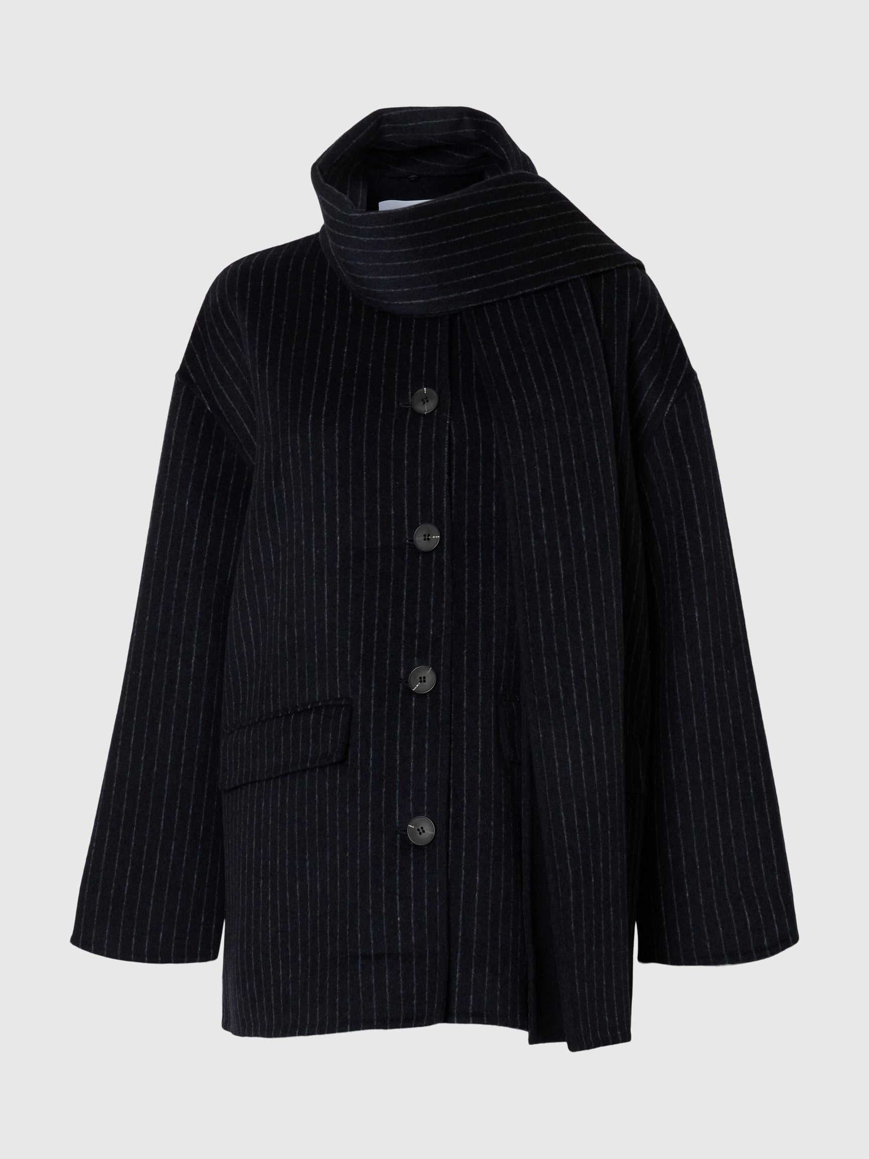 SELECTED PAM SCARF JACKET  SAPPHIRE PINSTRIPE