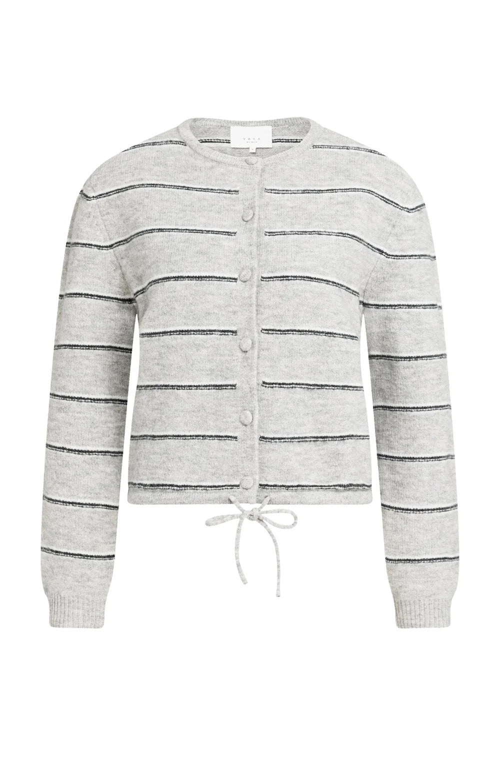 YAYA STRIPE CARDIGAN MEDIUM GREY MELANGE