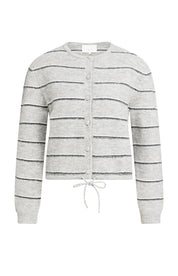 YAYA STRIPE CARDIGAN MEDIUM GREY MELANGE