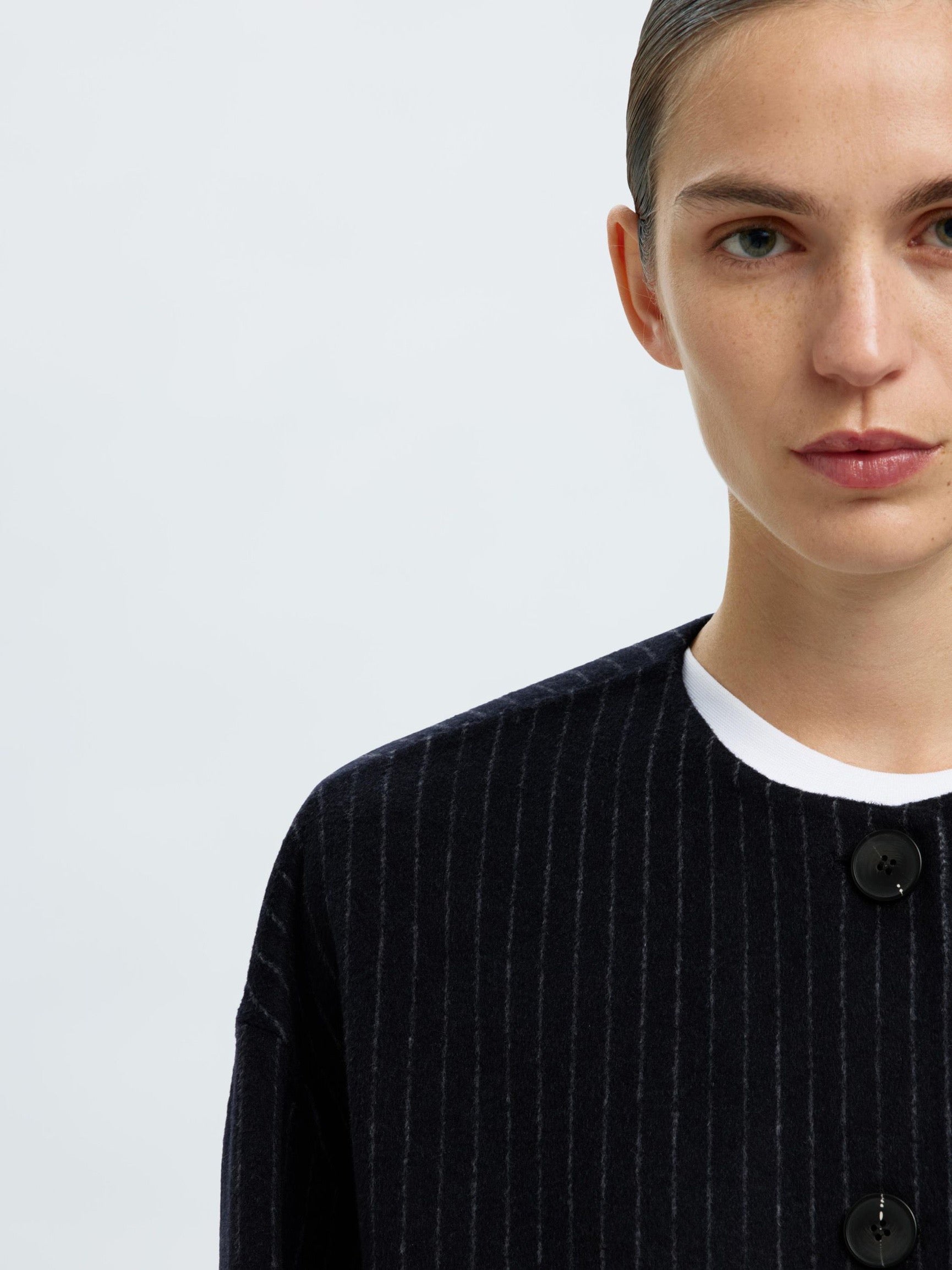 SELECTED PAM SCARF JACKET  SAPPHIRE PINSTRIPE