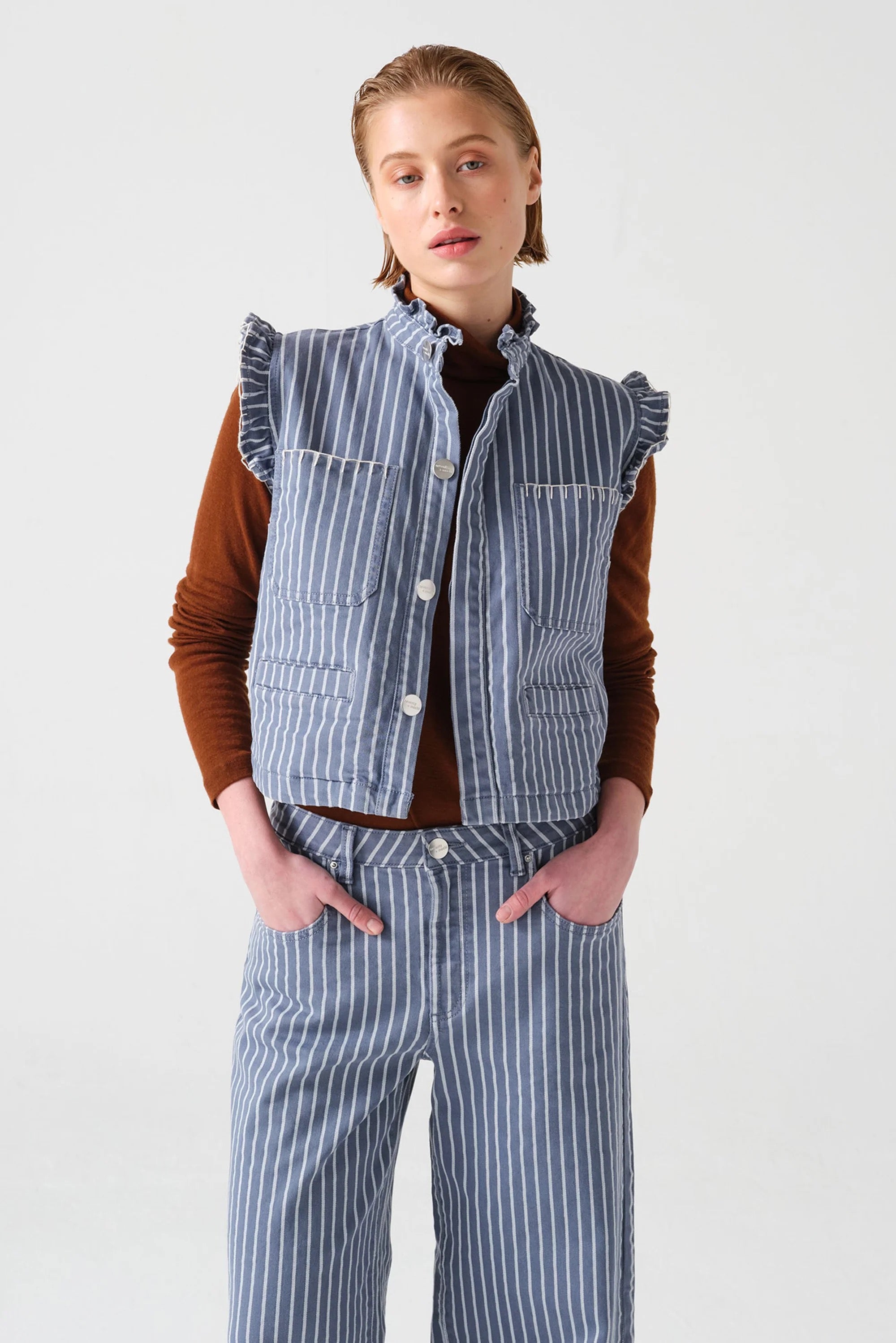 SEVENTY+MOCHI PABLO WCOAT DENIM STRIPE