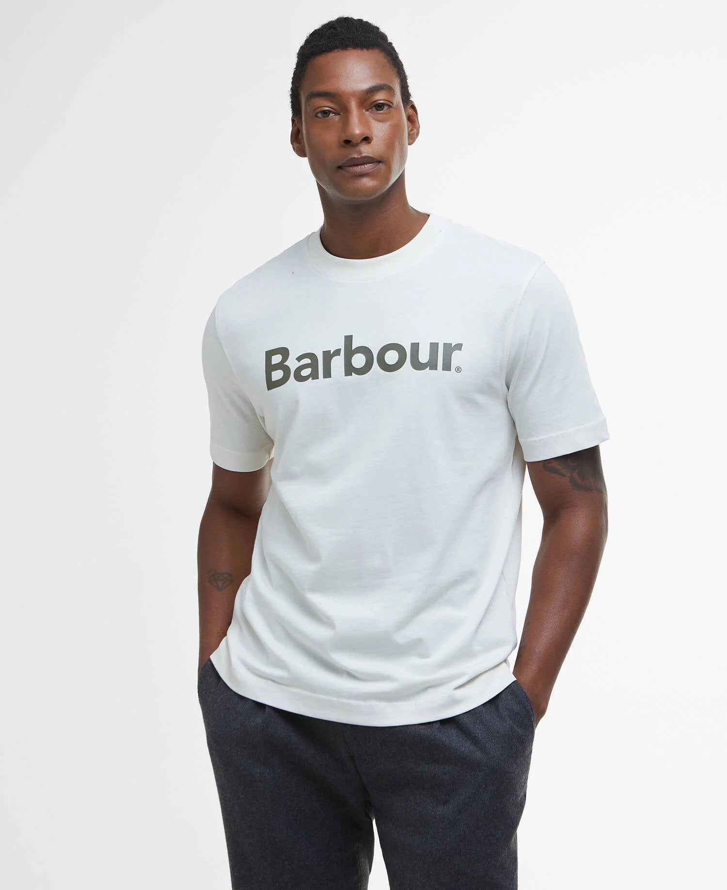 BARBOUR LOGO ANTIQUE WHITE T SHIRT