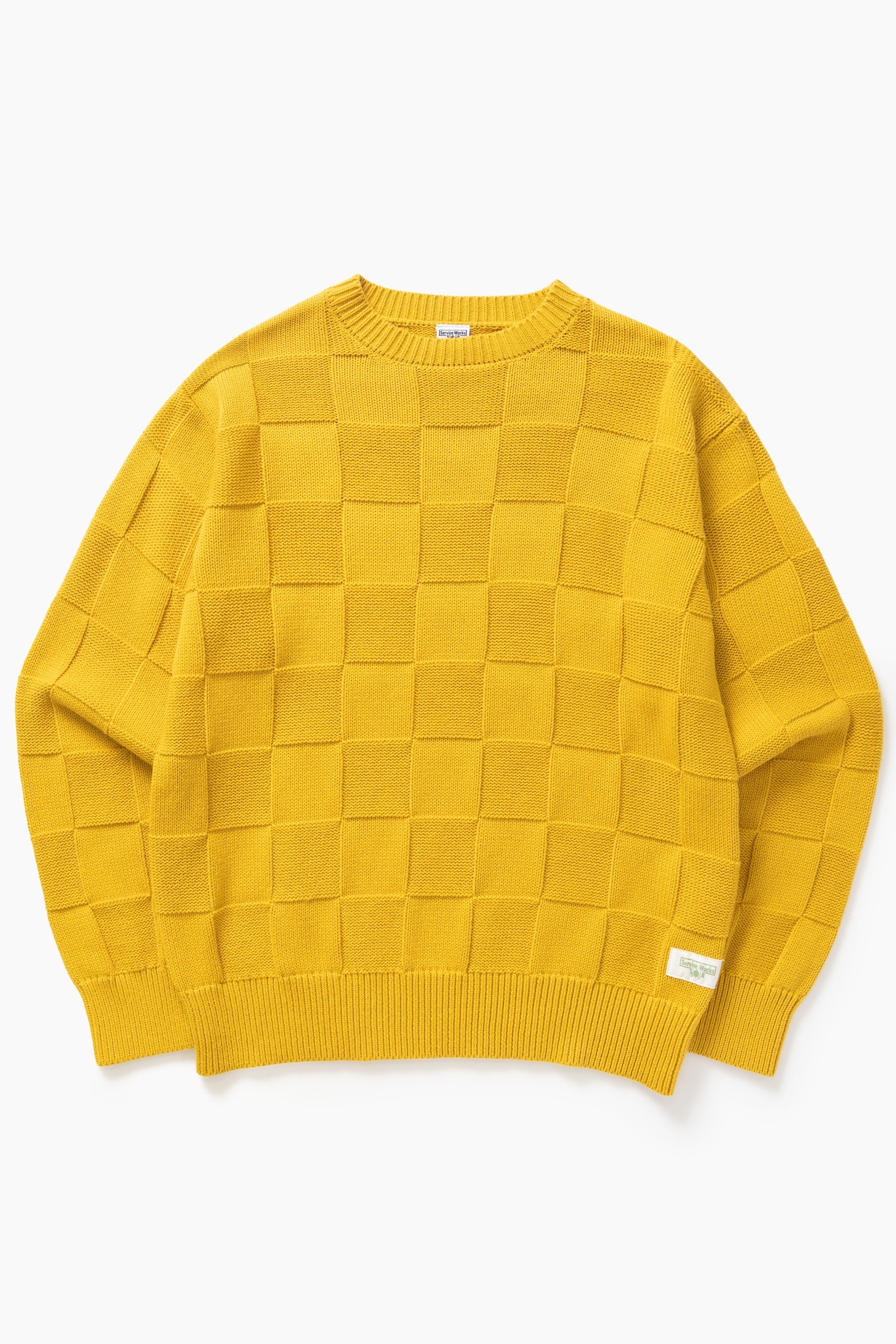 SERVICE WORKS  CHECK KNIT CREW OCHRE