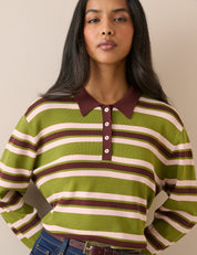 NOBODYS CHILD  FULL NEEDLE POLO MULTI STRIPE